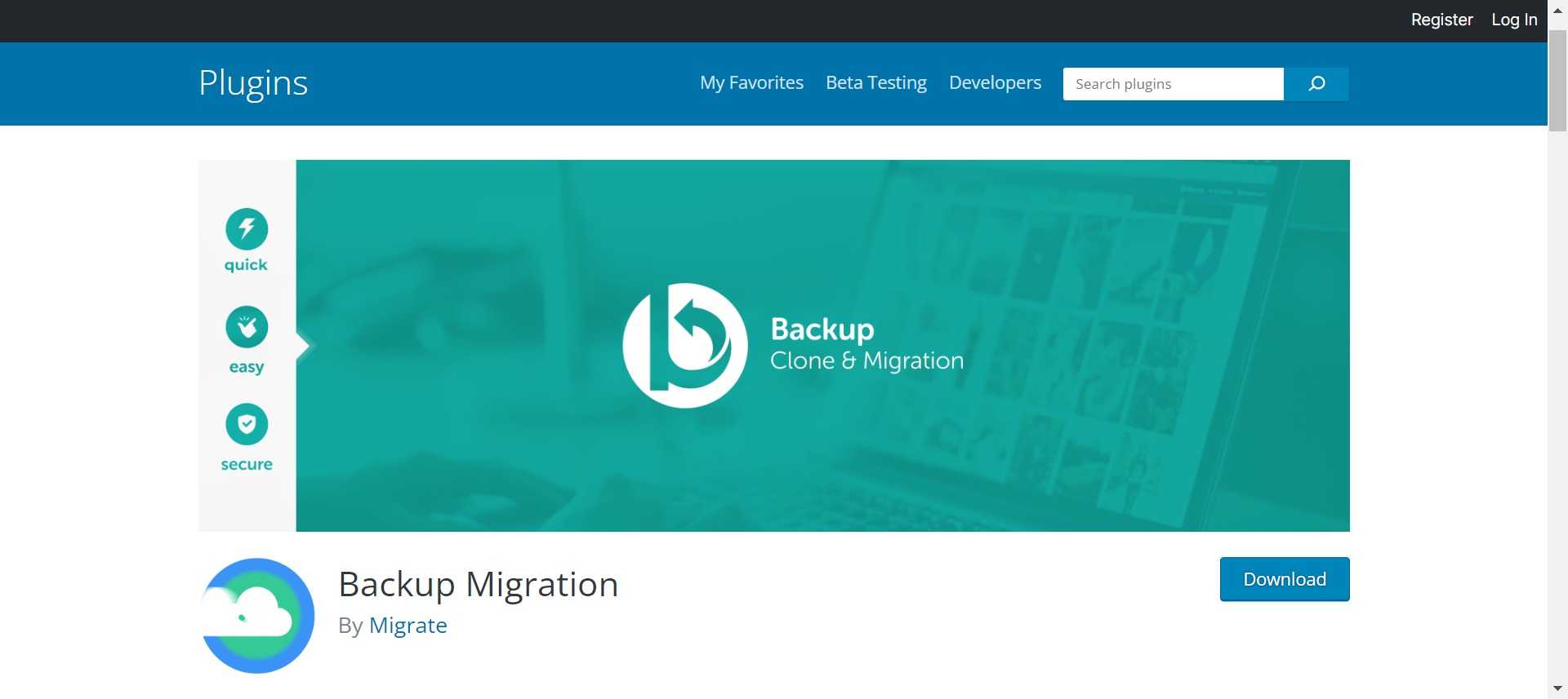Backup Migration WordPress plugin