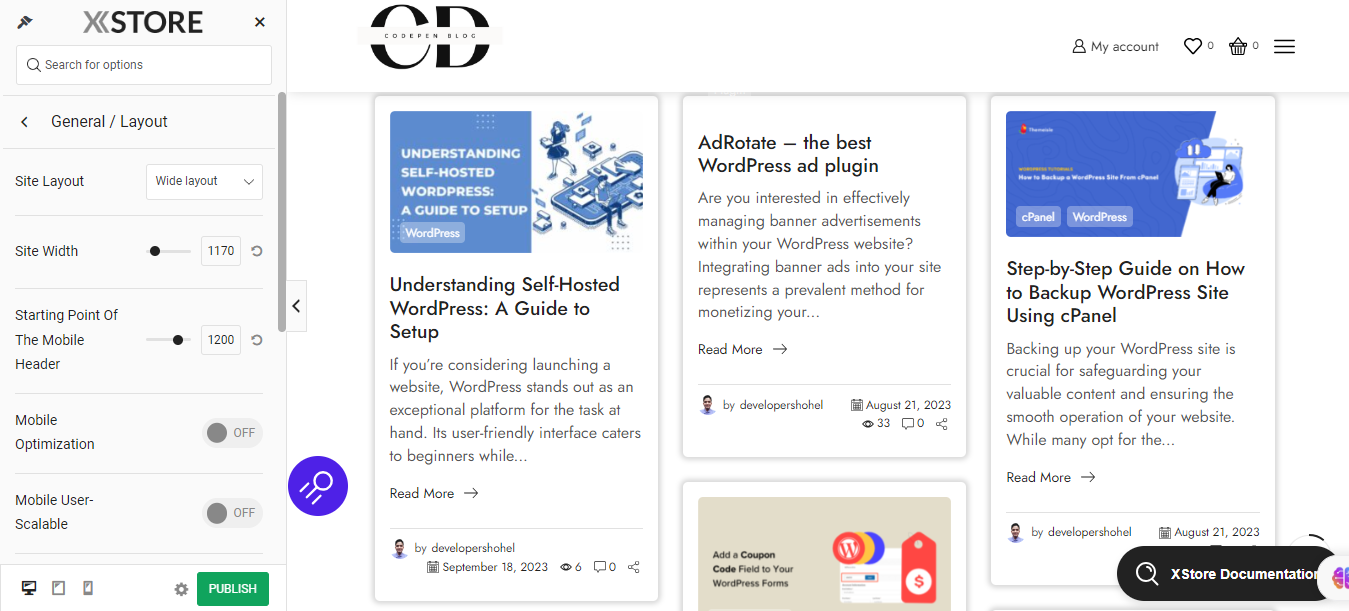Customize Layout Codepen Blog