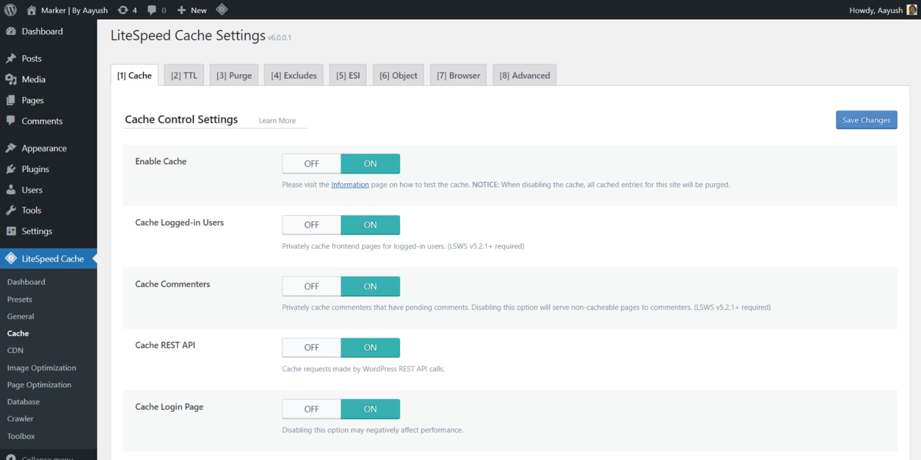 LiteSpeed-Caches-User-Interface