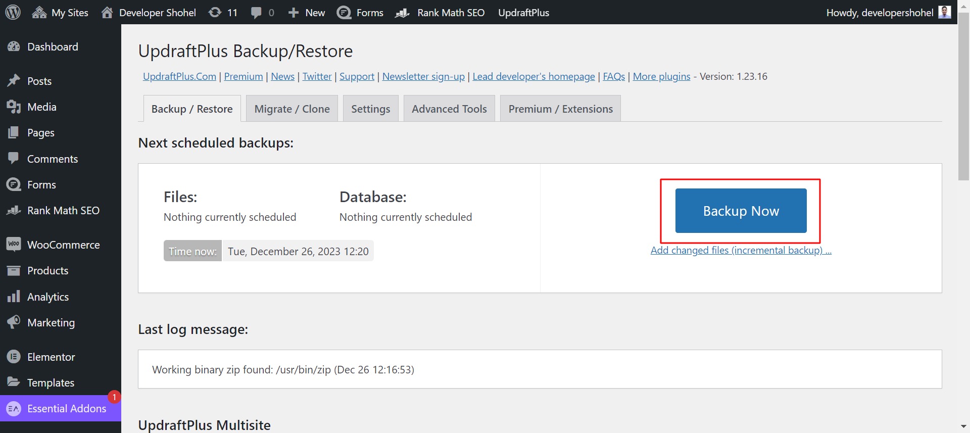 UpdraftPlus Backup