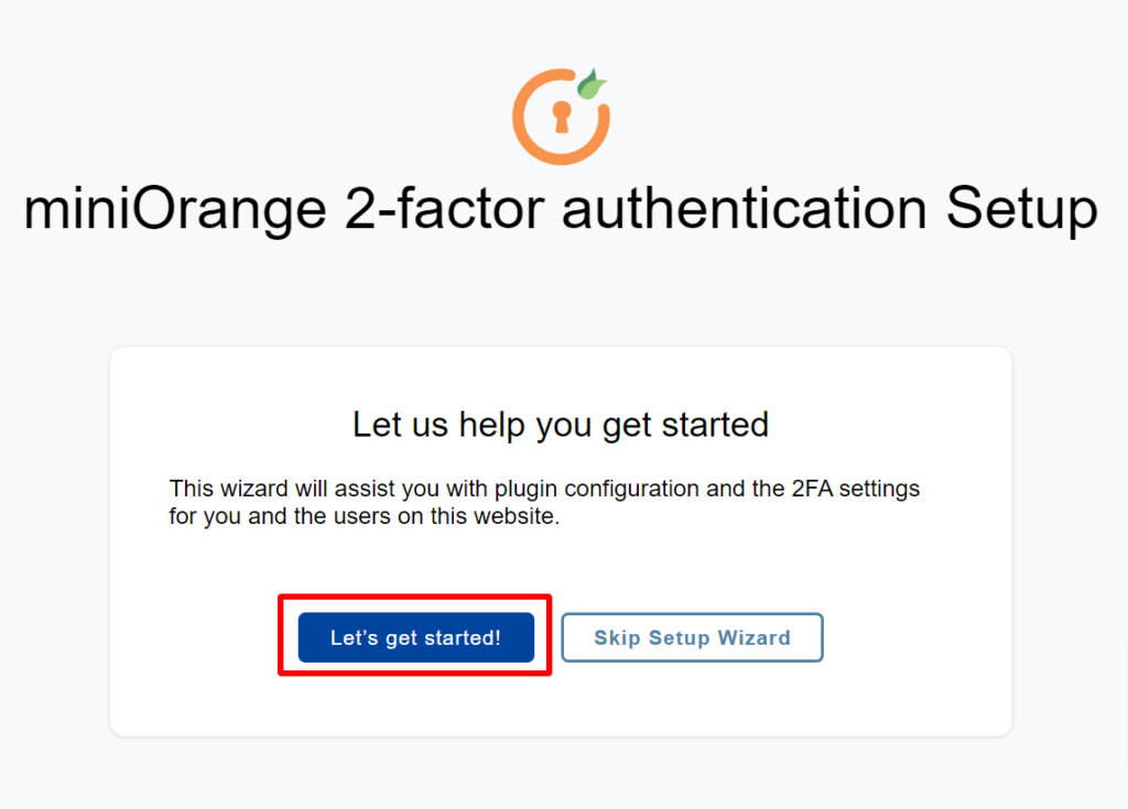 miniOrange 2FA › Setup Wizard