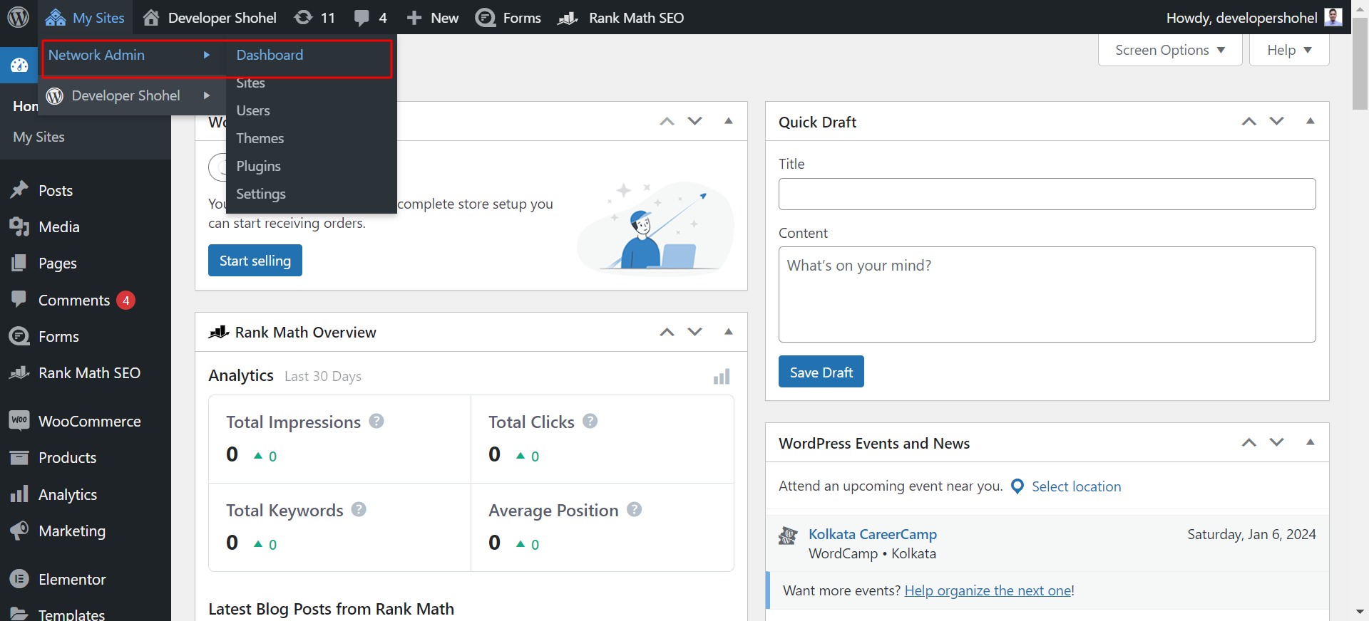 Dashboard network admin