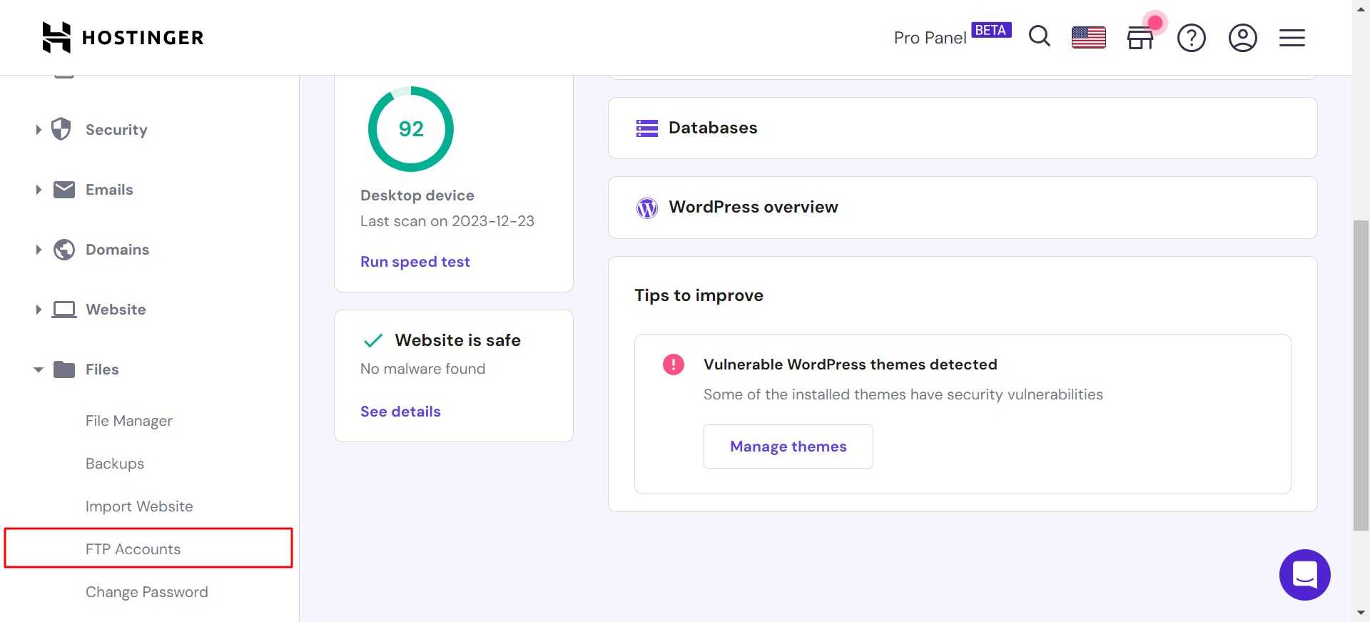Dashboard-Hostinger-ftp-account